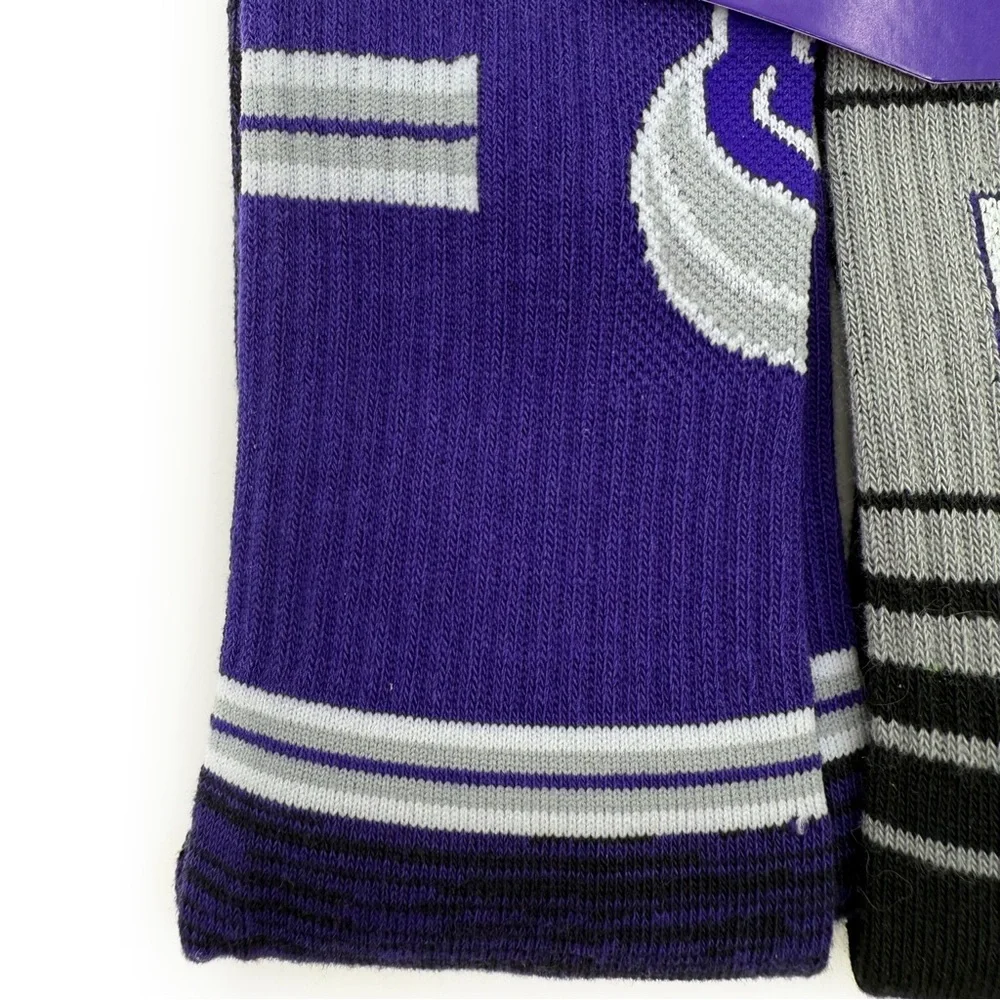 Sacramento Kings Mens Crew Socks NBA Basketball Purple Black Gray Fan Gear Gift